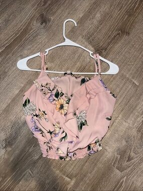 Papaya Pink Floral Ruffle Crop Top